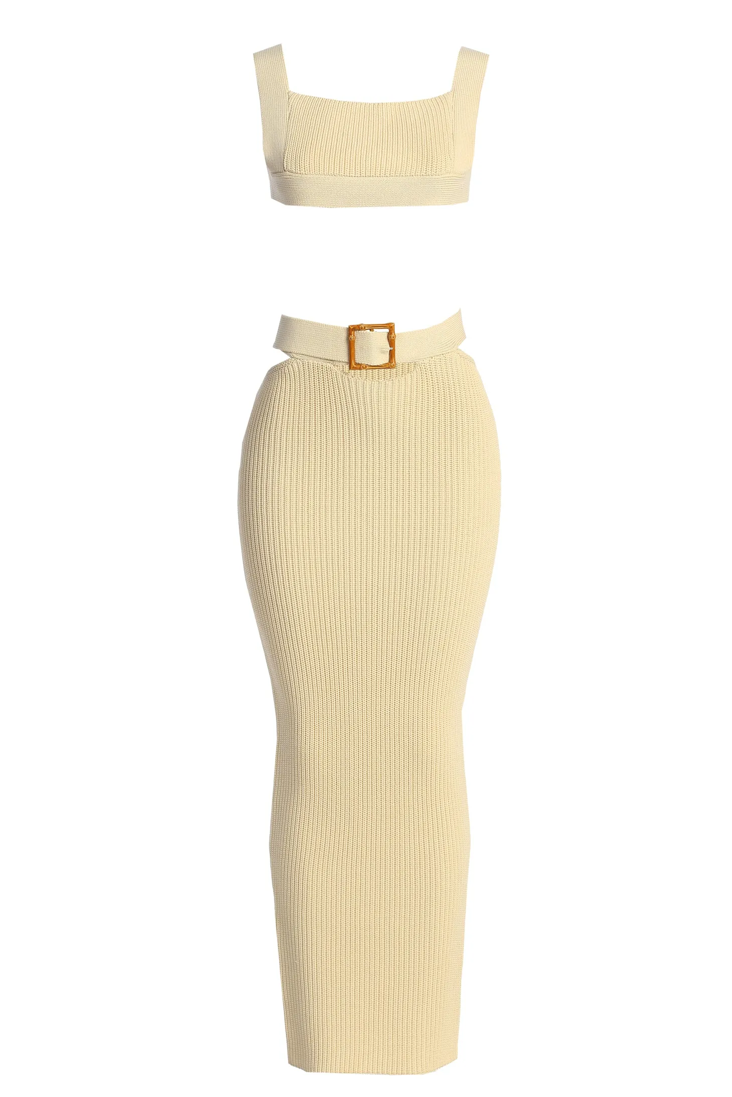 Ivory Nikole Ribbed Skirt Set