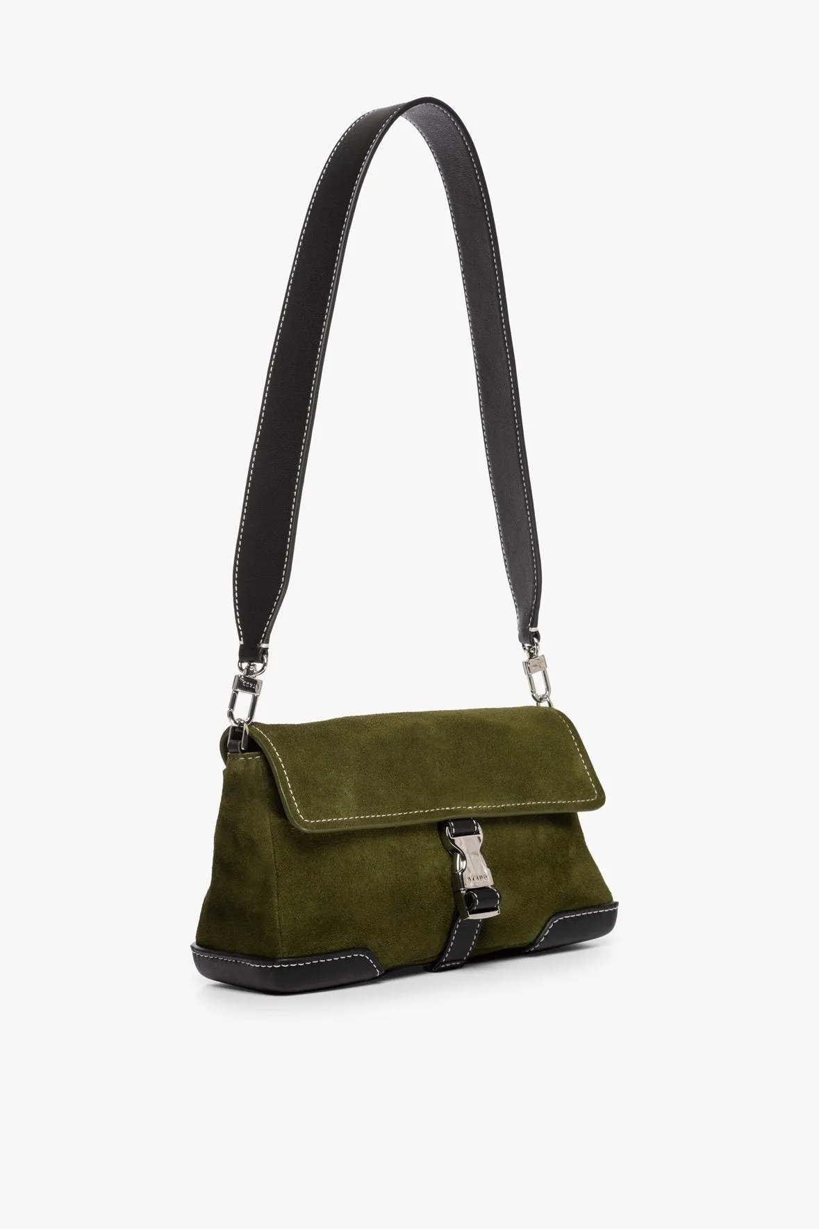 IZZY CONVERTIBLE SHOULDER BAG | OLIVE SUEDE