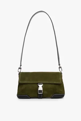 IZZY CONVERTIBLE SHOULDER BAG | OLIVE SUEDE