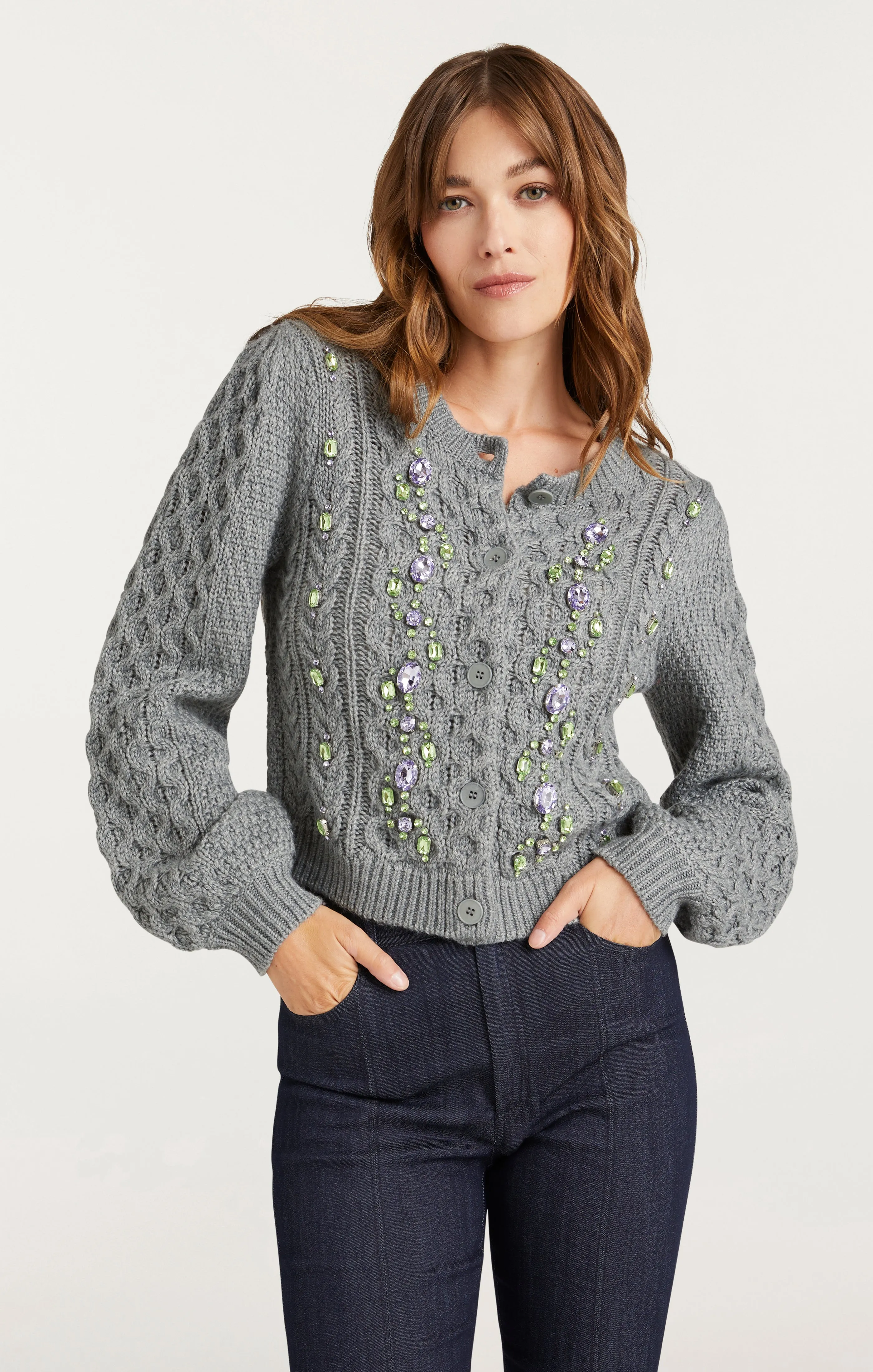 Joelle Embellished Cable Cardigan