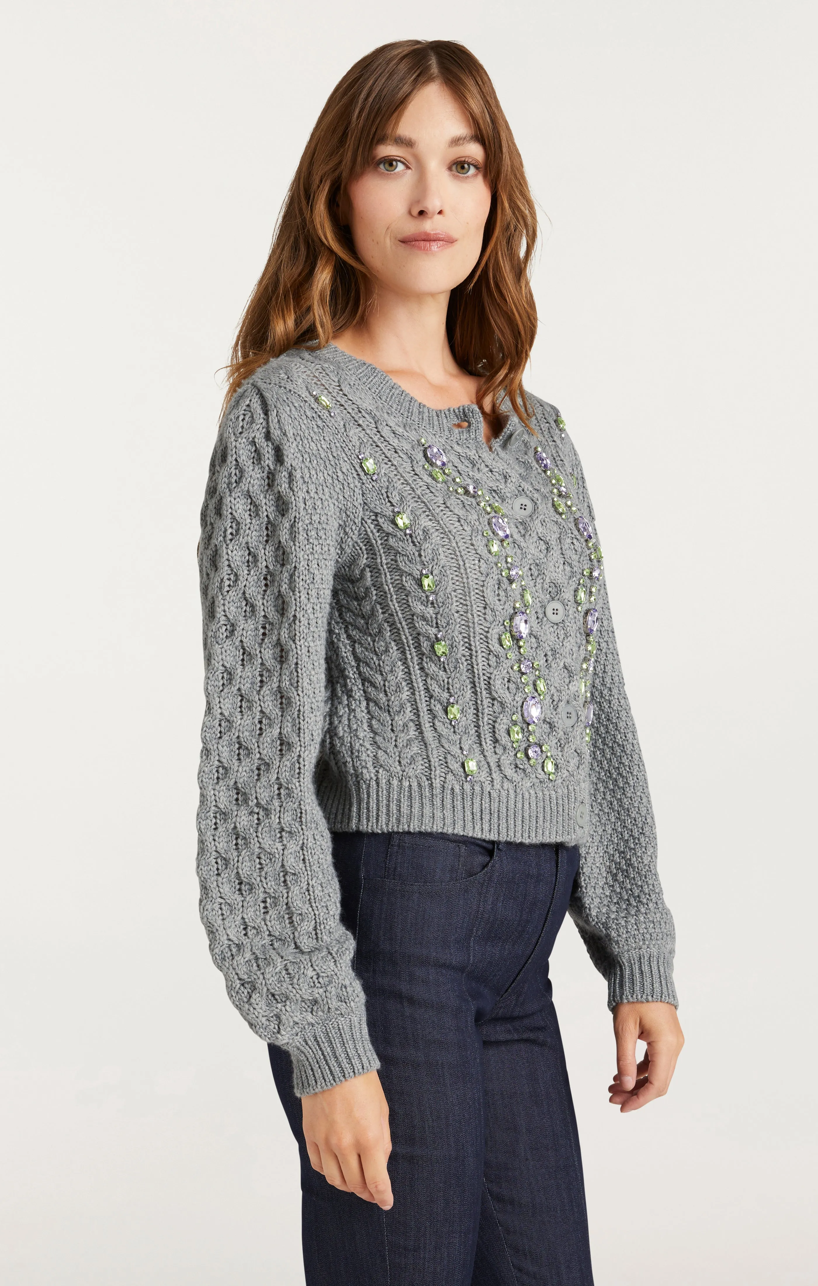 Joelle Embellished Cable Cardigan