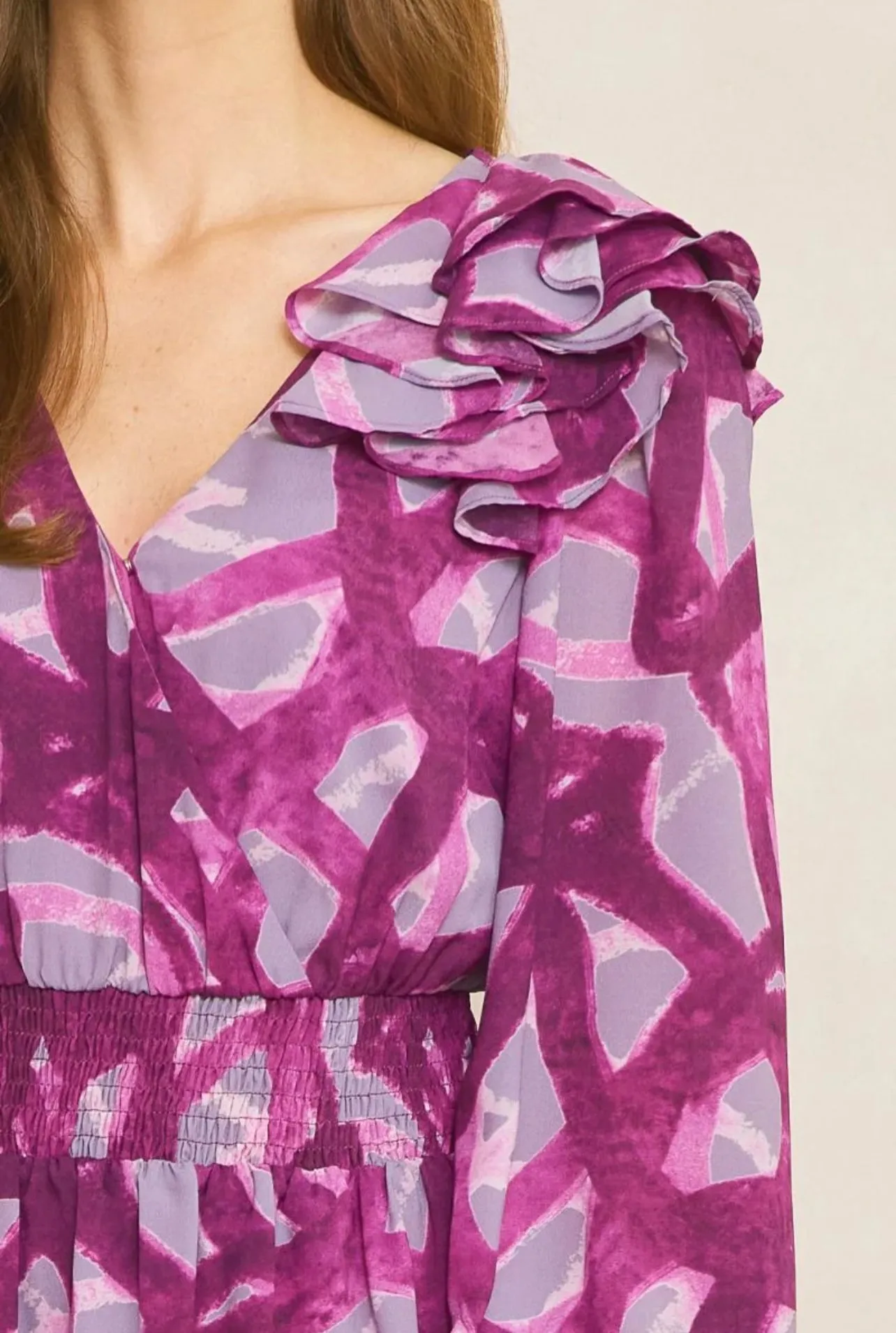 Jolene Plum Printed Dress