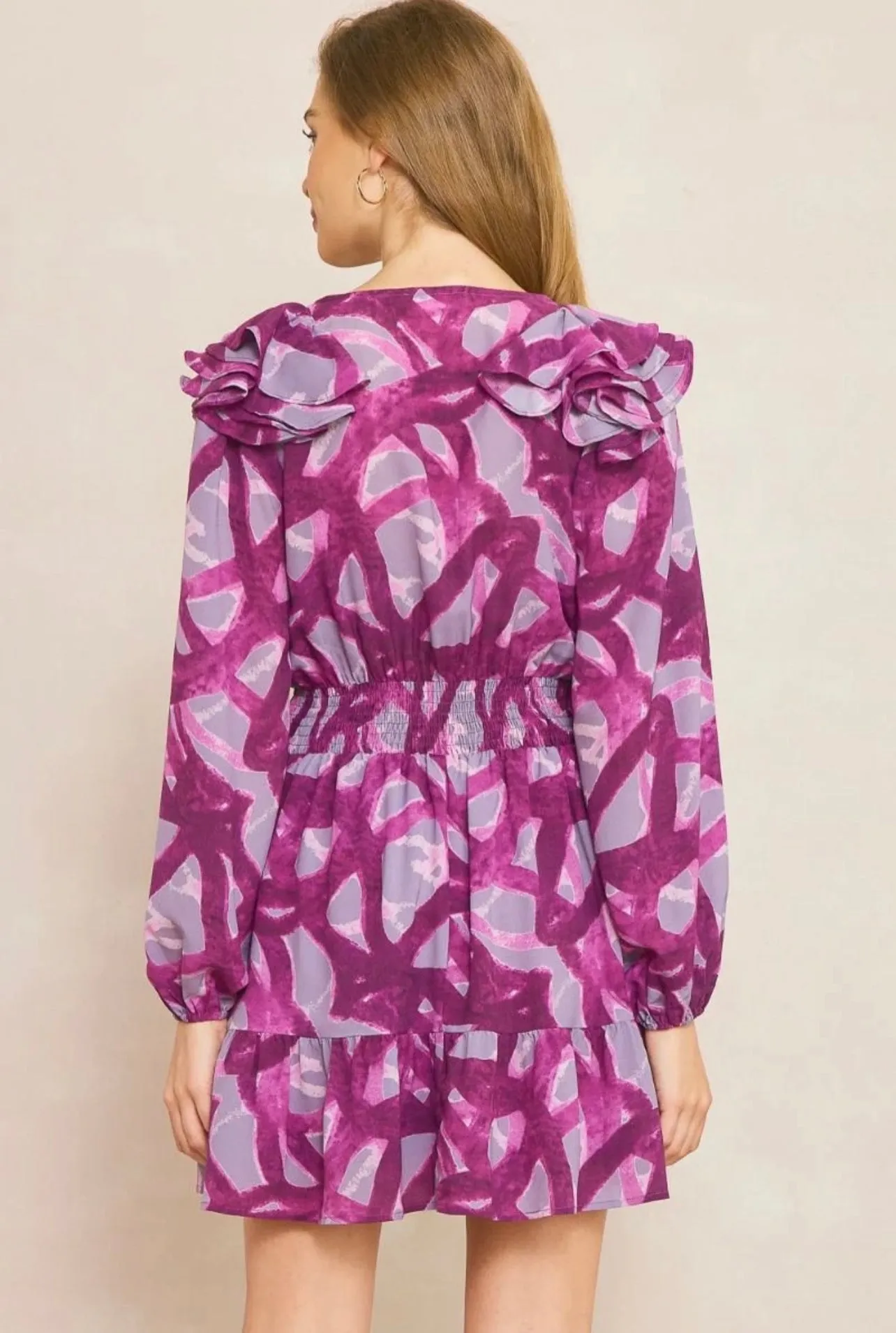 Jolene Plum Printed Dress