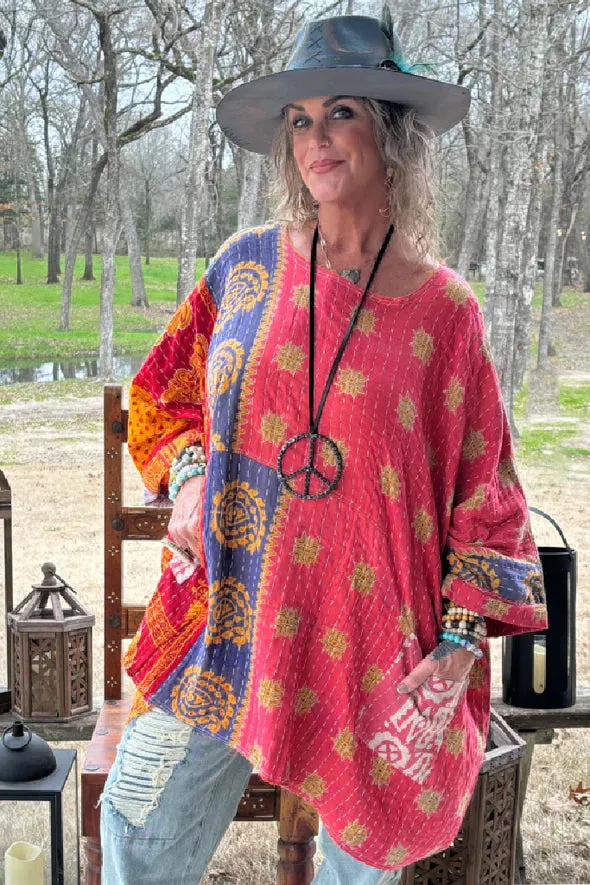 Kantha Sunrise Poncho "Sunflower" by Jaded Gypsy