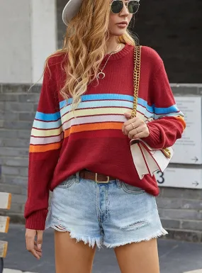 Knitted Rainbow Striped Sweater