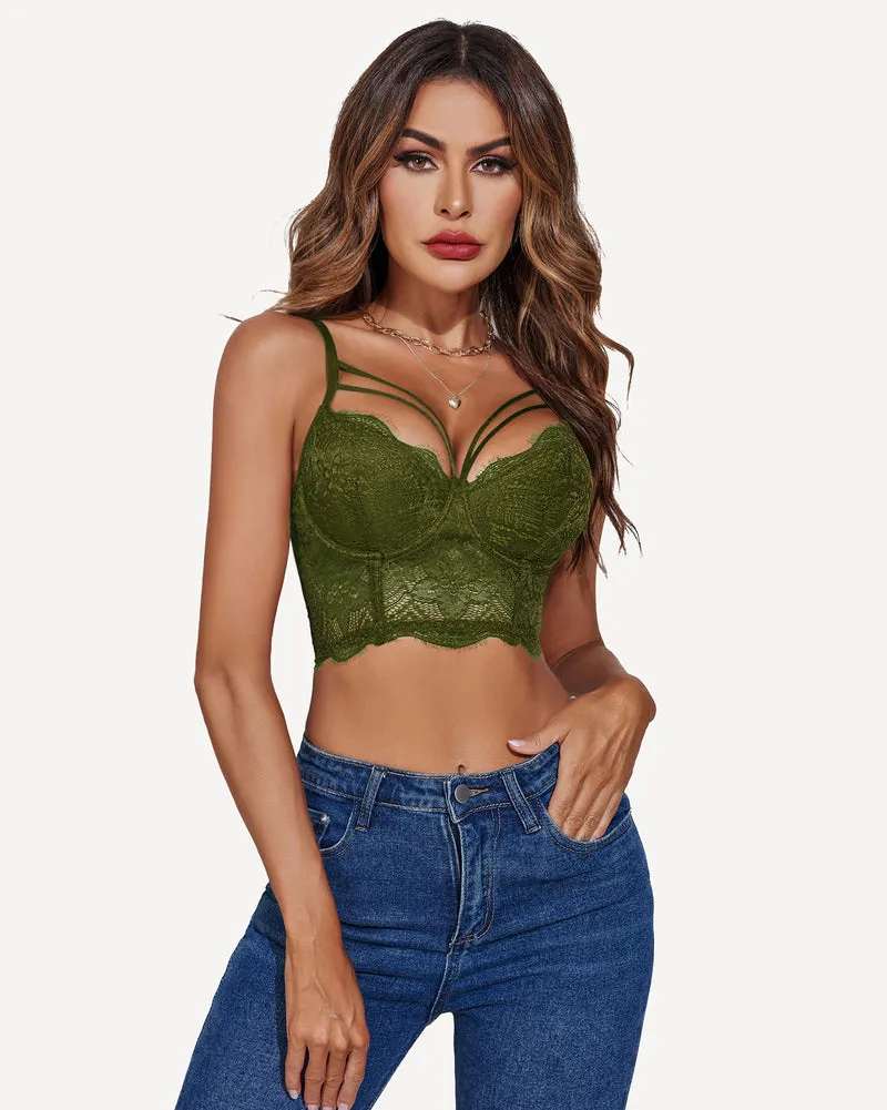 Lace Bustier Tops Two Layer Push Up Bralette