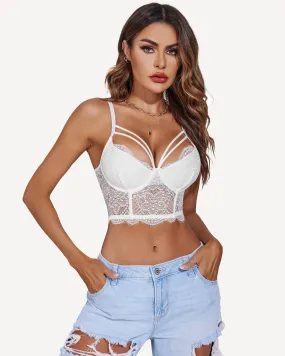 Lace Bustier Tops Two Layer Push Up Bralette