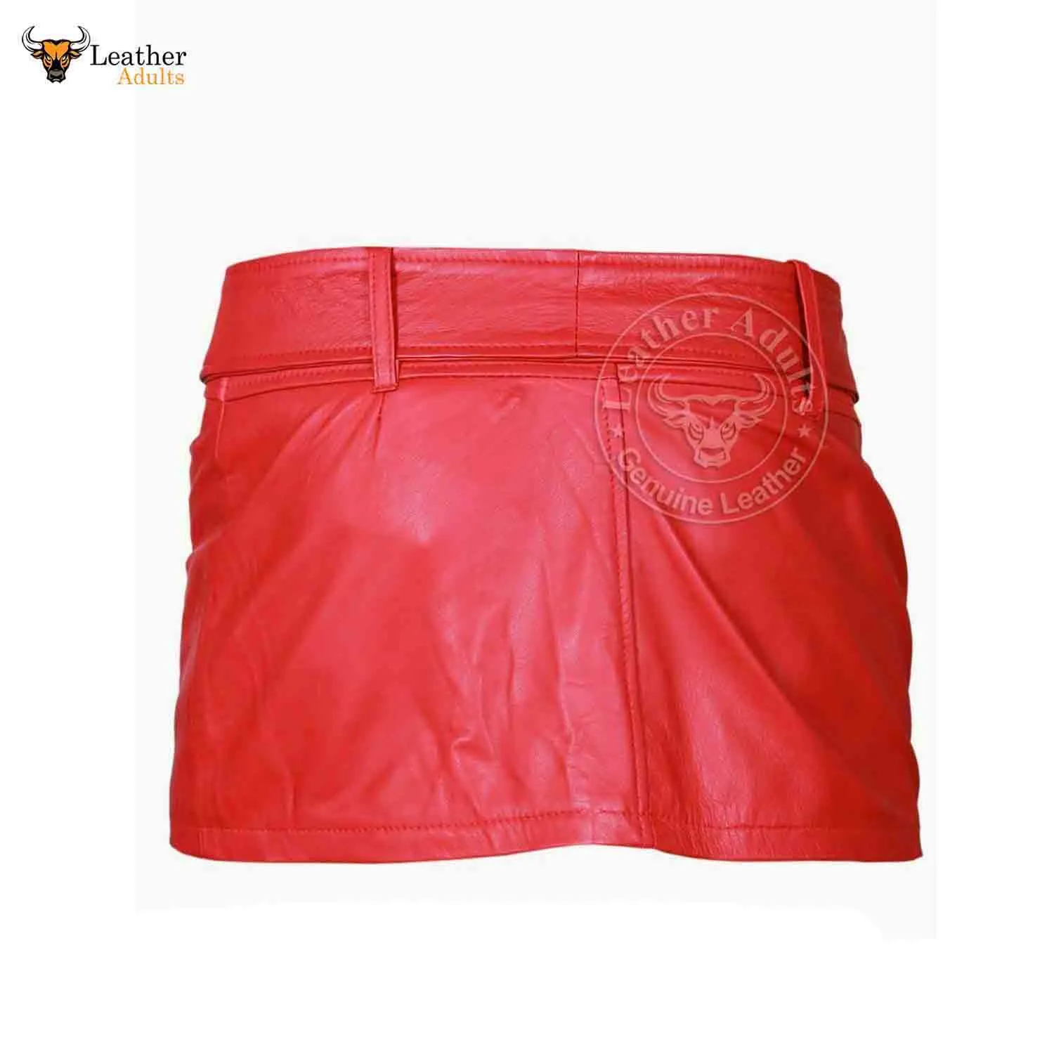 Ladies Sexy Butter Soft Genuine Lambskin Leather Red Mini Skirt Clubwear