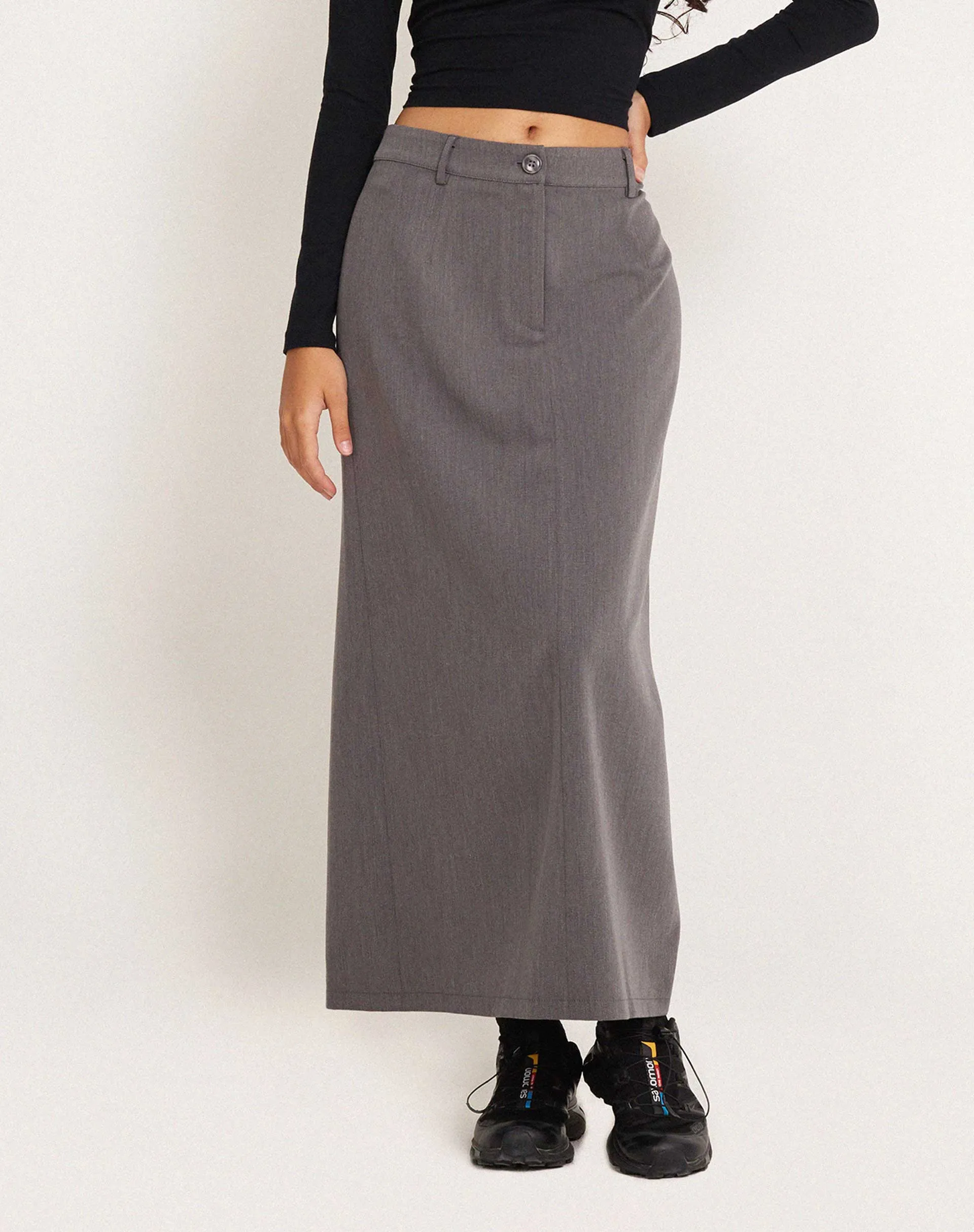 Lanula Midi Skirt in Tailoring Charcoal