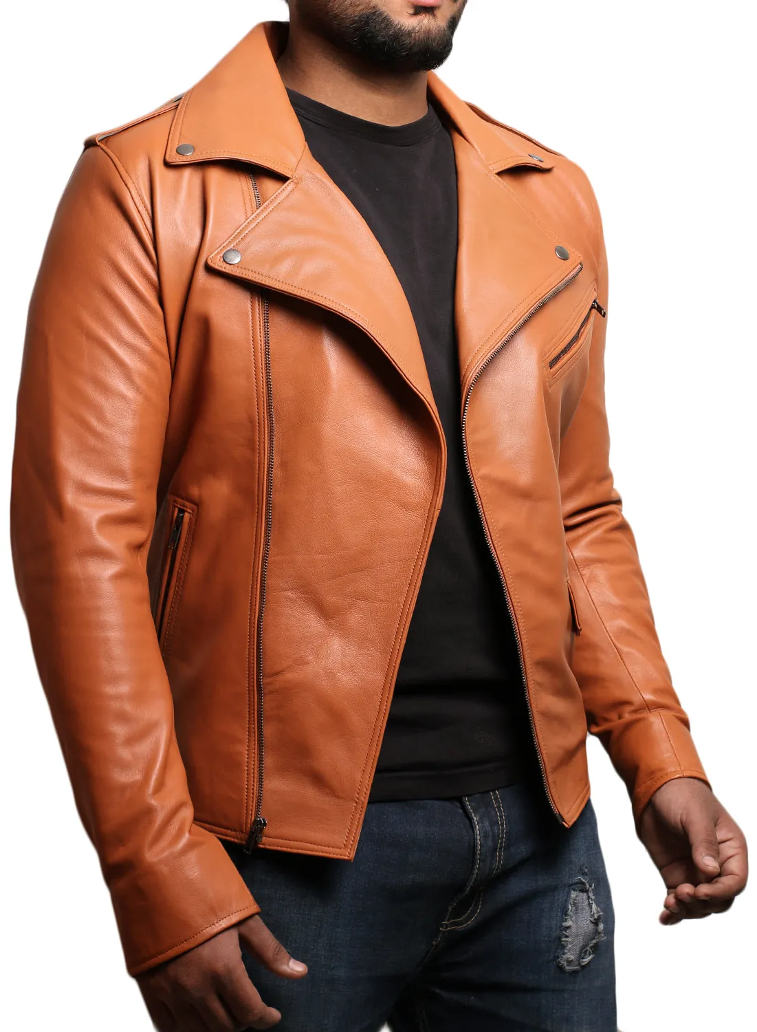 Leather Jackets Hub Mens Genuine Lambskin Leather Jacket (Black, Double Rider Jacket) - 1501009