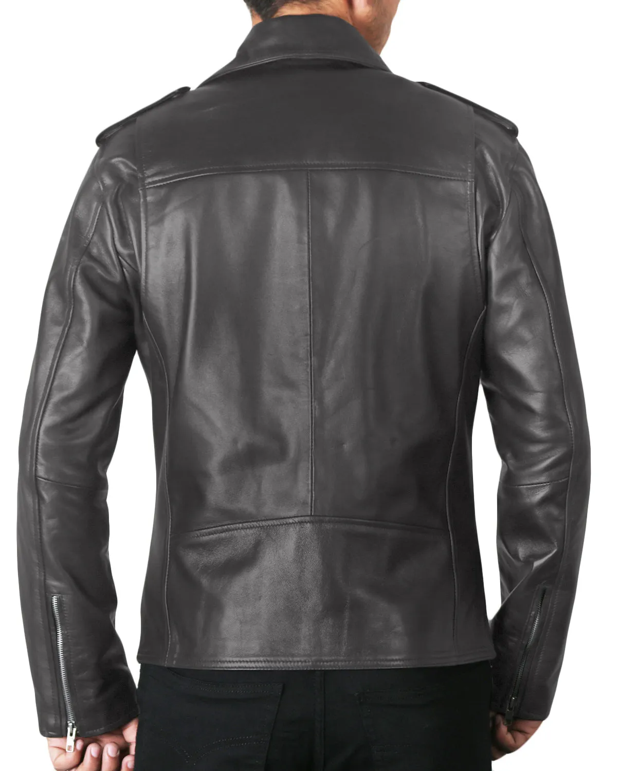 Leather Jackets Hub Mens Genuine Lambskin Leather Jacket (Black, Double Rider Jacket) - 1501009