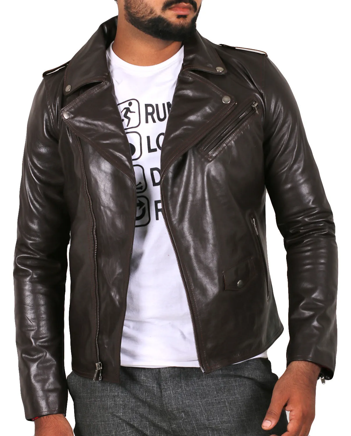 Leather Jackets Hub Mens Genuine Lambskin Leather Jacket (Black, Double Rider Jacket) - 1501009