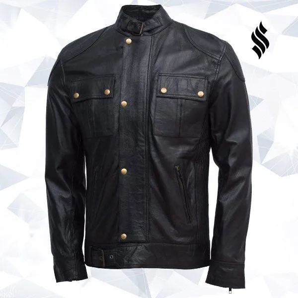 Lightweight Men Soft Black Sheepskin Jacket