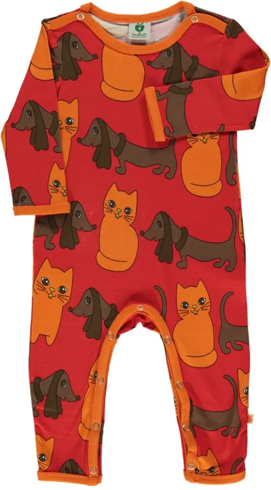 Long-sleeved baby suit with cats and dogs