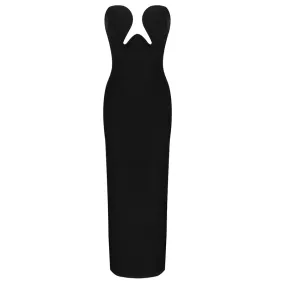 Long Strapless Backless Split Dress