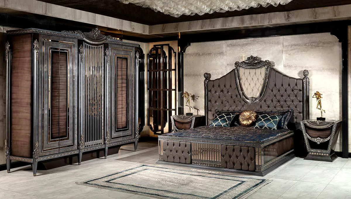 Luxury European Style Glossy Hand Carving Wardrobe