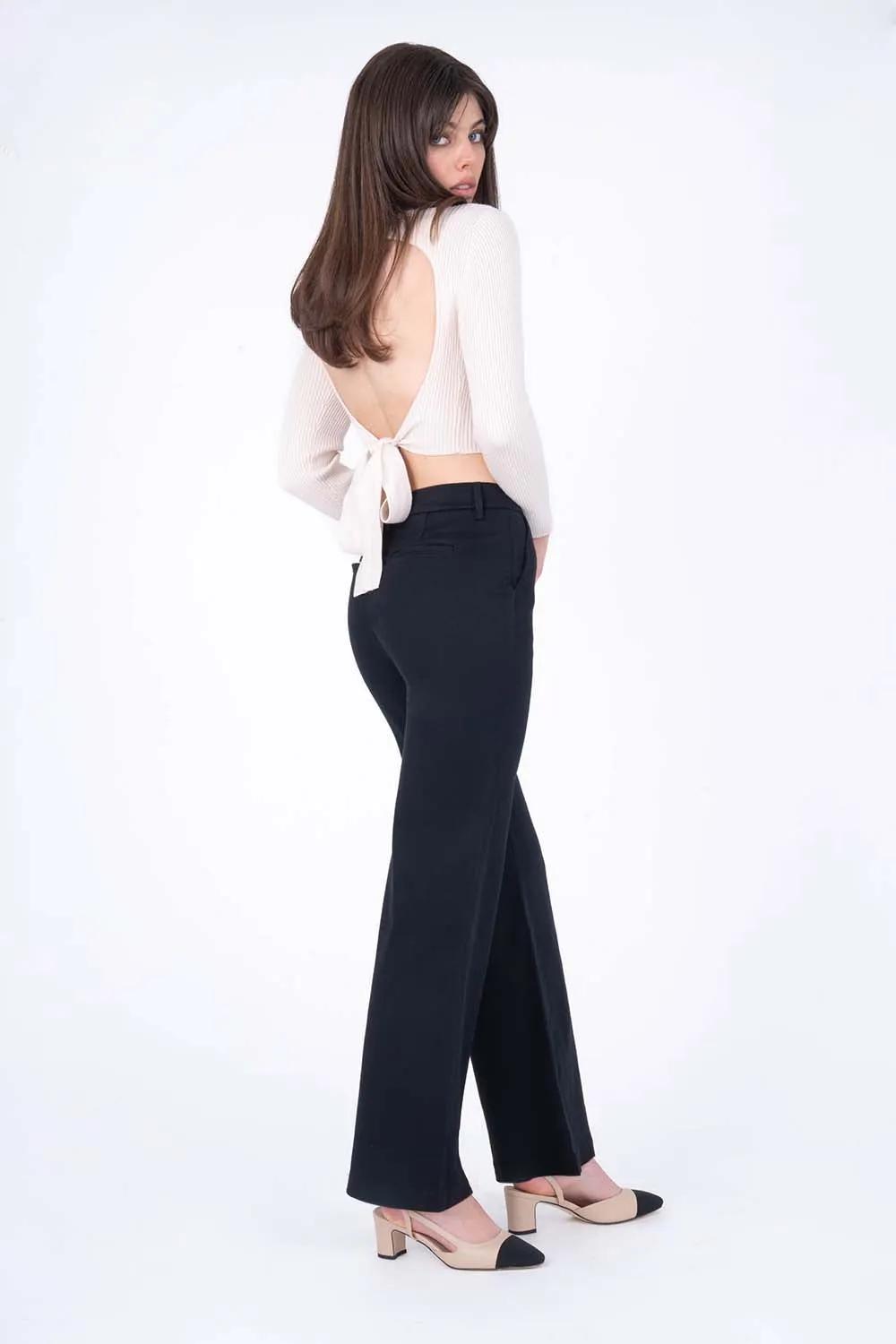 Mary Wide Leg Sateen Trouser