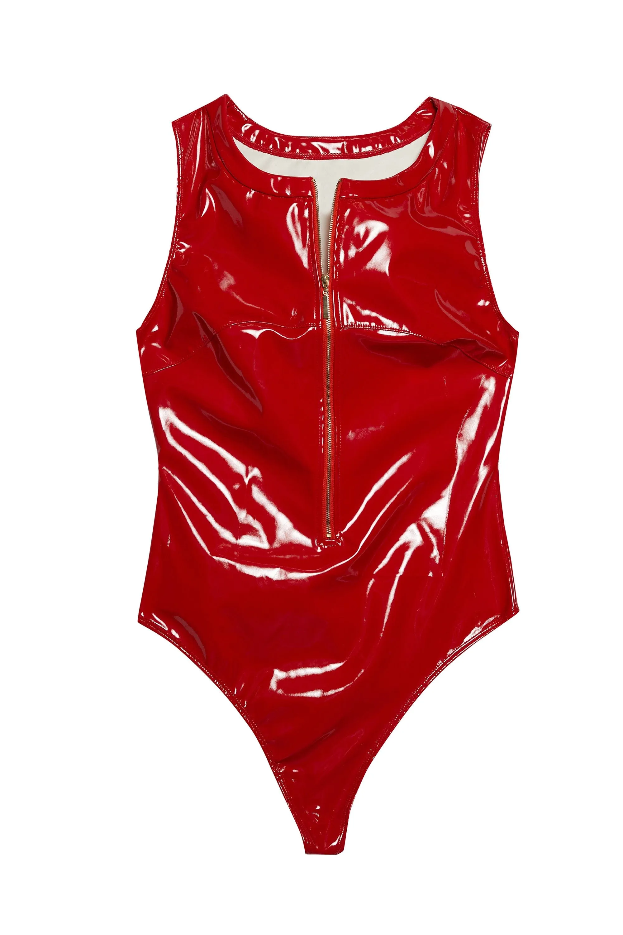 Maxine Red PVC Zip Front Body