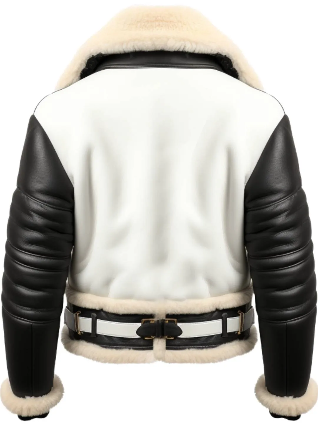 Men Aviator B3 Bomber Leather Jacket - Black and white