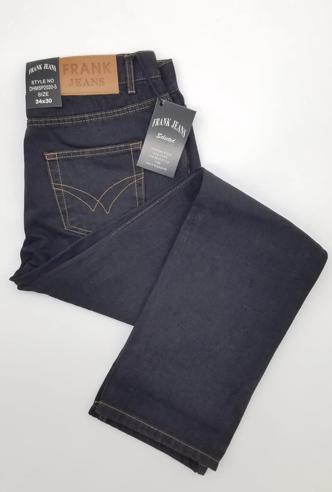 MEN DENIM JEAN PREMIUM COTTON STRAIGHT LEG BLACK