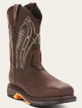 Men's Ariat Bruin Brown, EH, SR, WorkHog XT Dare Square Pull on Western Carbon Toe Boot