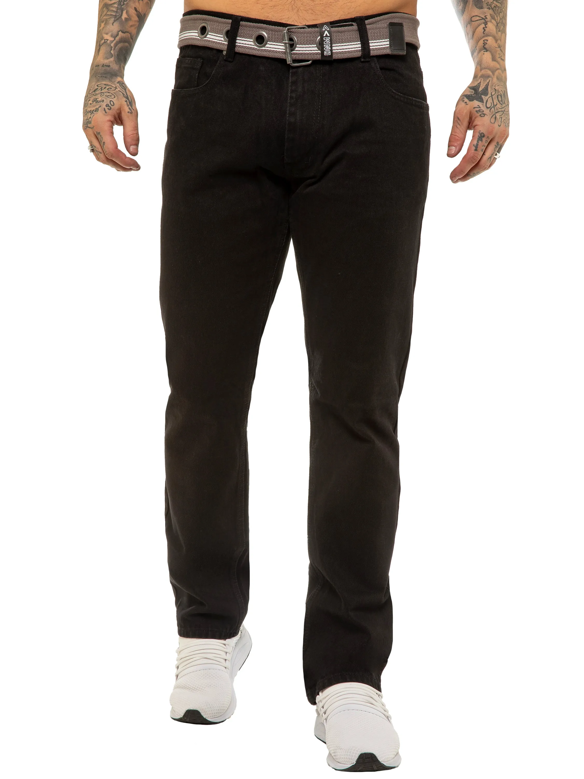 Mens Designer Regular Tapered Fit Denim Jeans | Enzo Designer Menswear