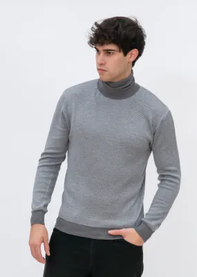 MERINO SALT AND PEPPER TURTLENECK SWEATER