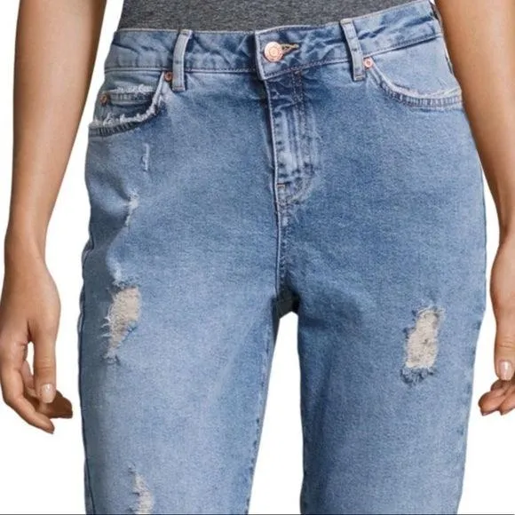 Mid Rise Denim Destroy Jeans