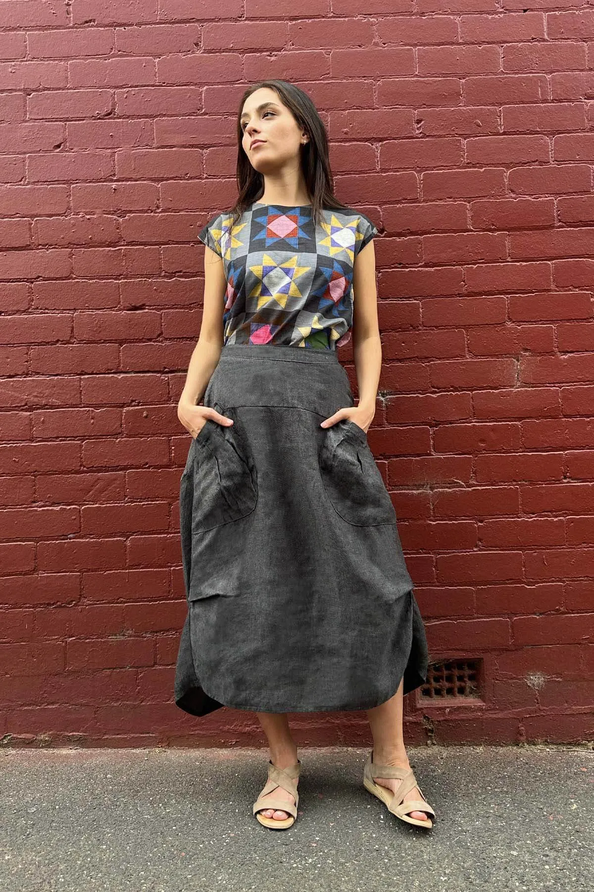 Milwaukee Alta Luxe Skirt Slate in Linen