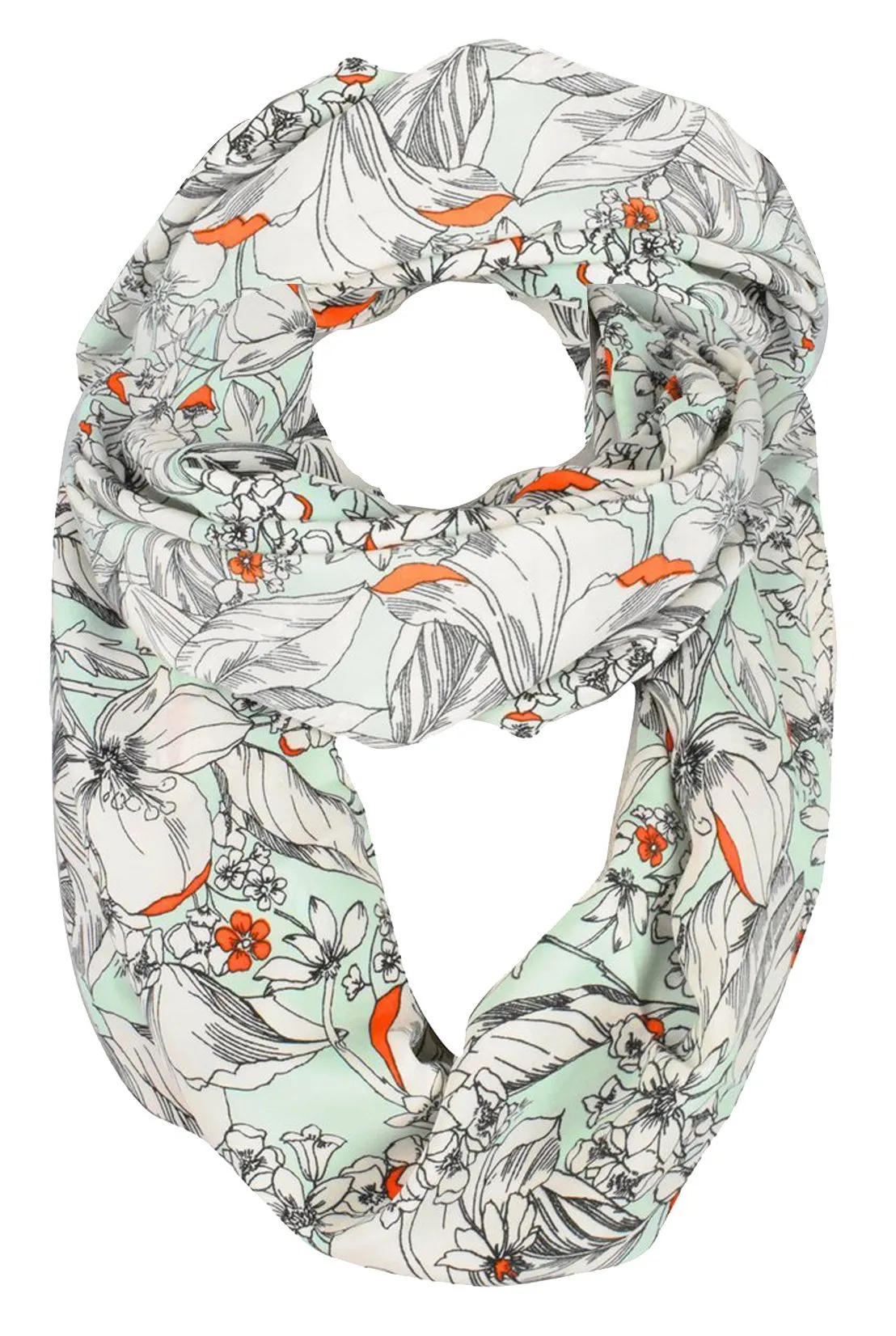 Mint Exclusive Vintage Floral Prints Infinity Loop Scarves Light Scarf