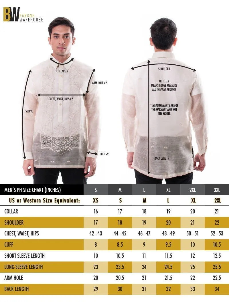 MO39 - Organza Barong Tagalog with Lining Maroon