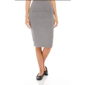 Modal Slim Pencil Skirt:  Heather Grey