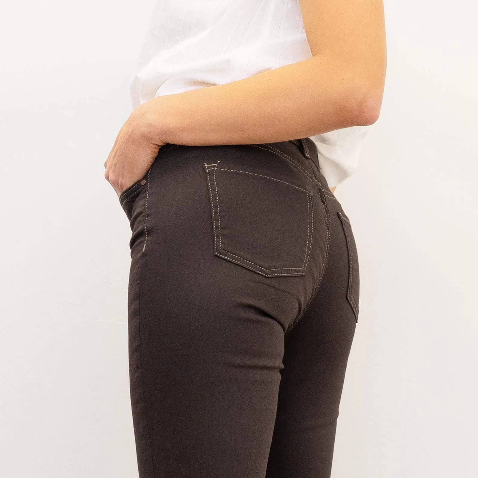 Monsoon High Waist Stretch Skinny Leg Brown Jeans