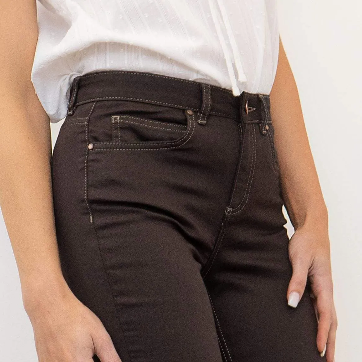 Monsoon High Waist Stretch Skinny Leg Brown Jeans