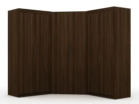 Mulberry 3.0 Sectional Modern Wardrobe Corner Closet with 4 Drawers - Set of 3 in Brown