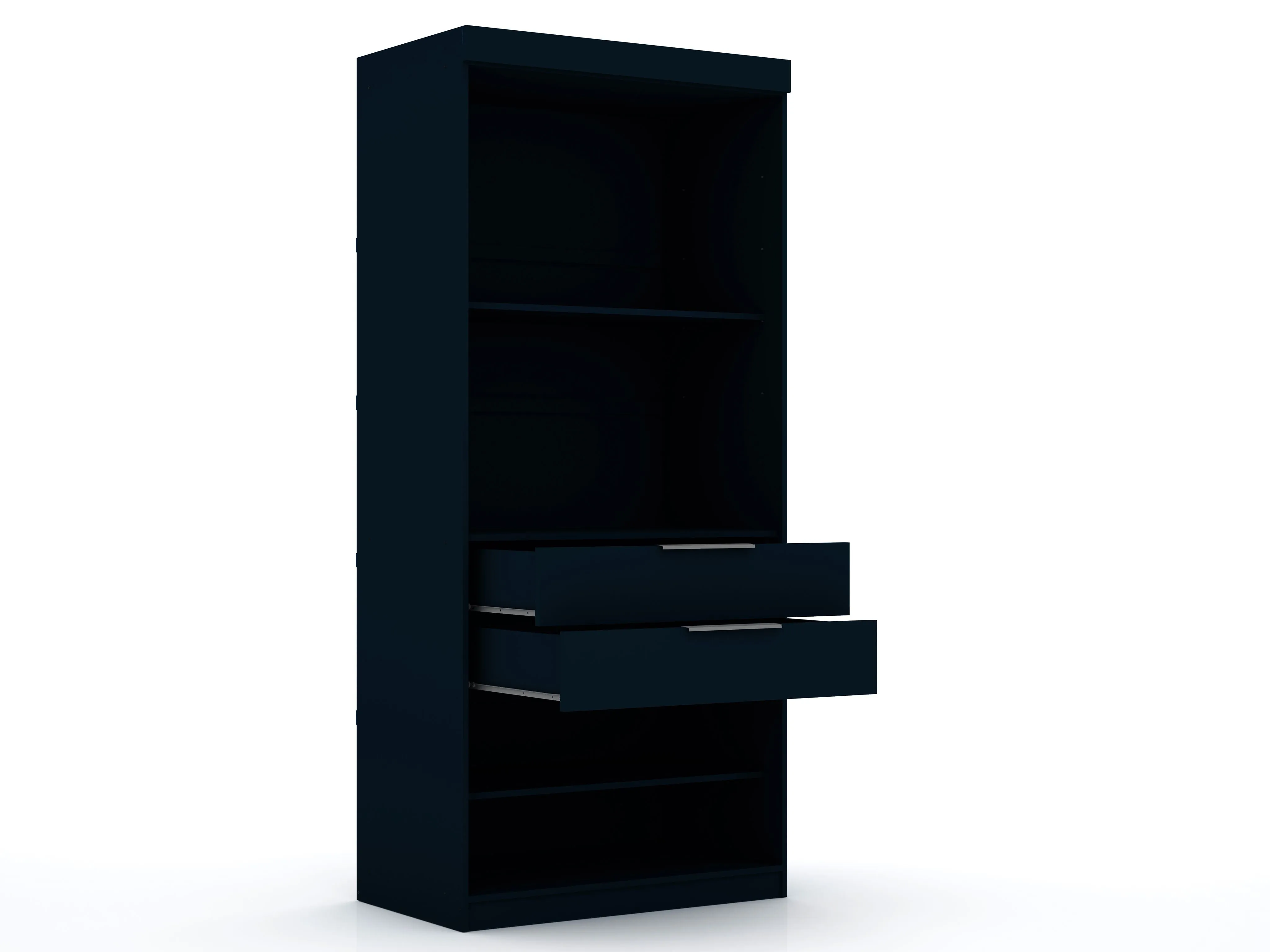 Mulberry Open 3 Sectional Modern Wardrobe Corner Closet with 4 Drawers - Set of 3 in Tatiana Midnight Blue