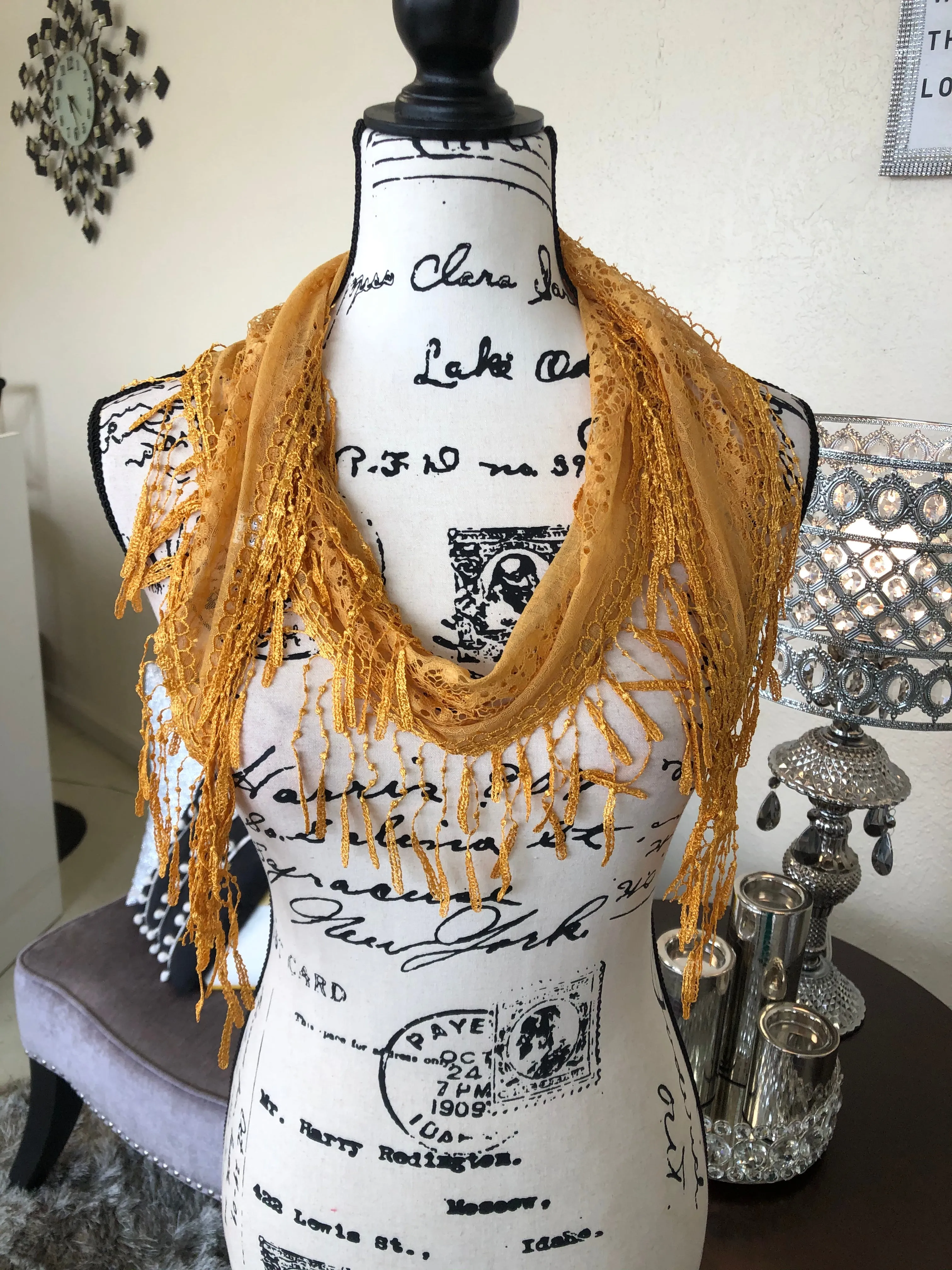 Mustard Lace  Scarf