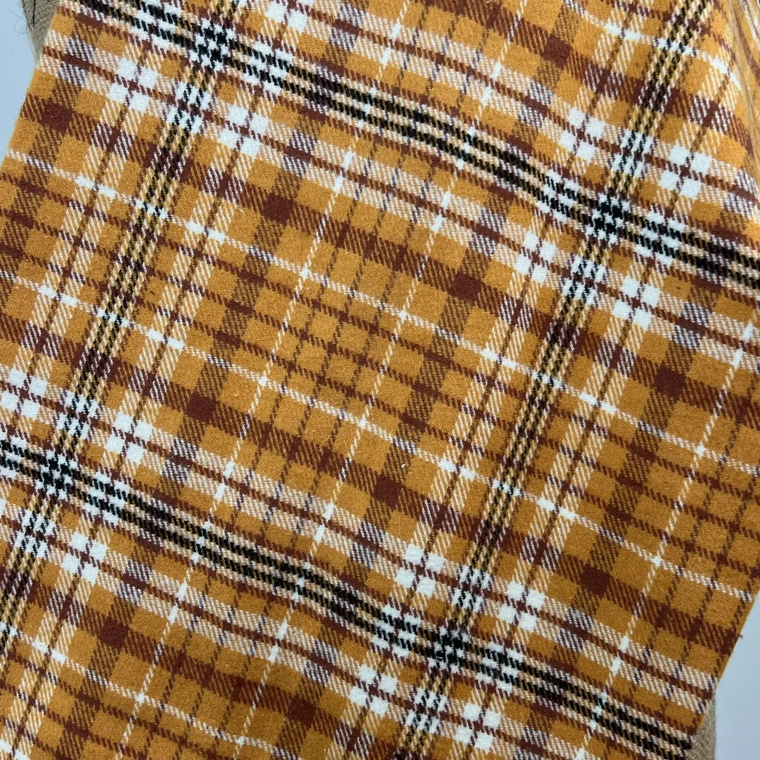 Mustard Yellow, Cinnamon Orange, Black, and White Luxe Collection Plaid Infinity and Blanket Scarves