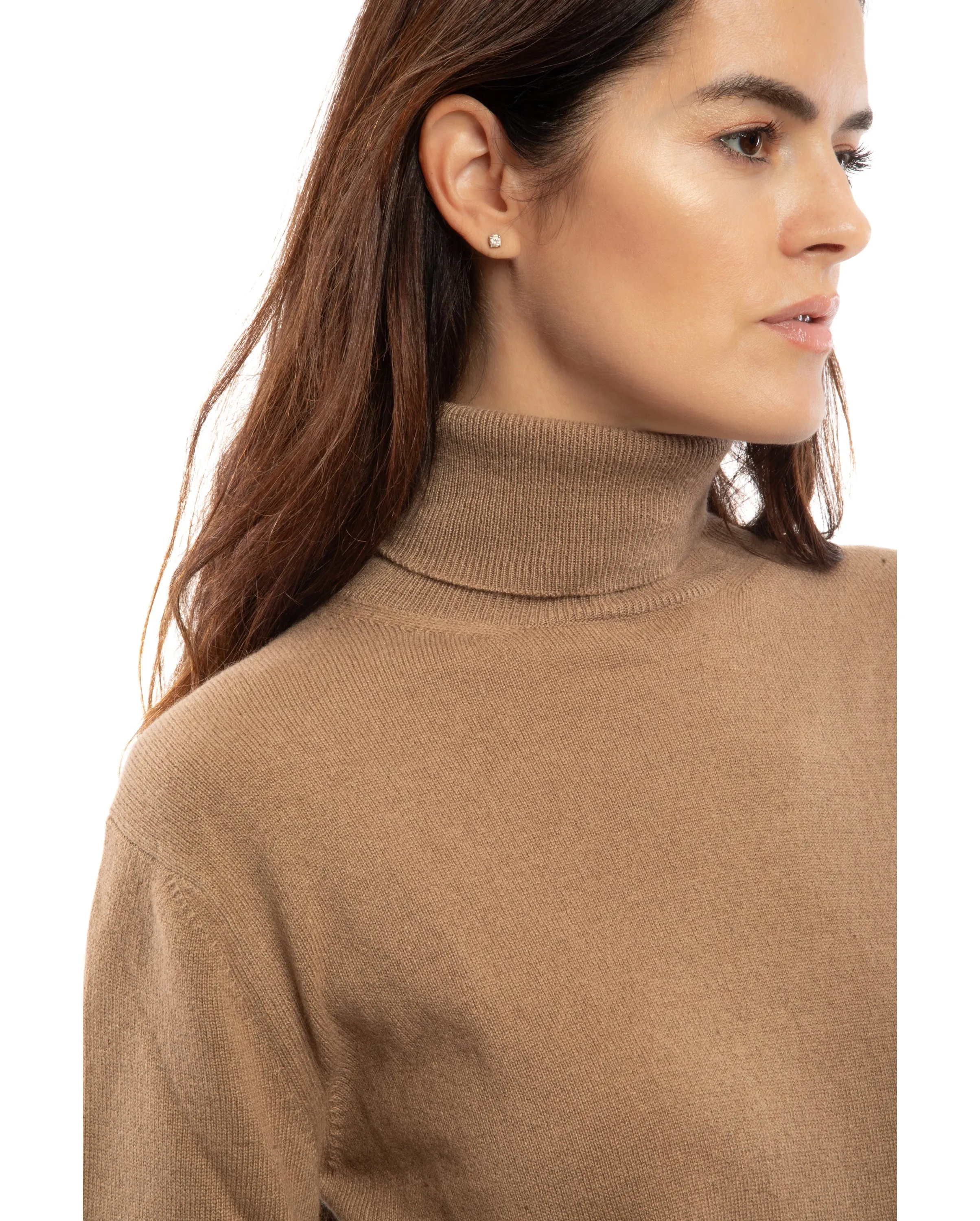 NEW FALL 24 - Women's Pure Cashmere Turtleneck Sweater Camel