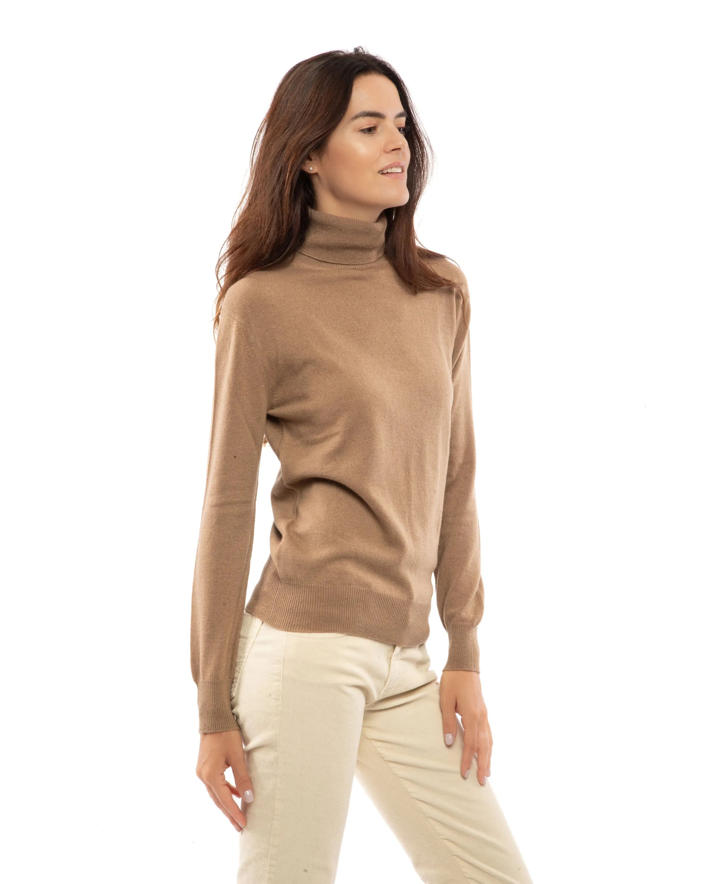 NEW FALL 24 - Women's Pure Cashmere Turtleneck Sweater Camel