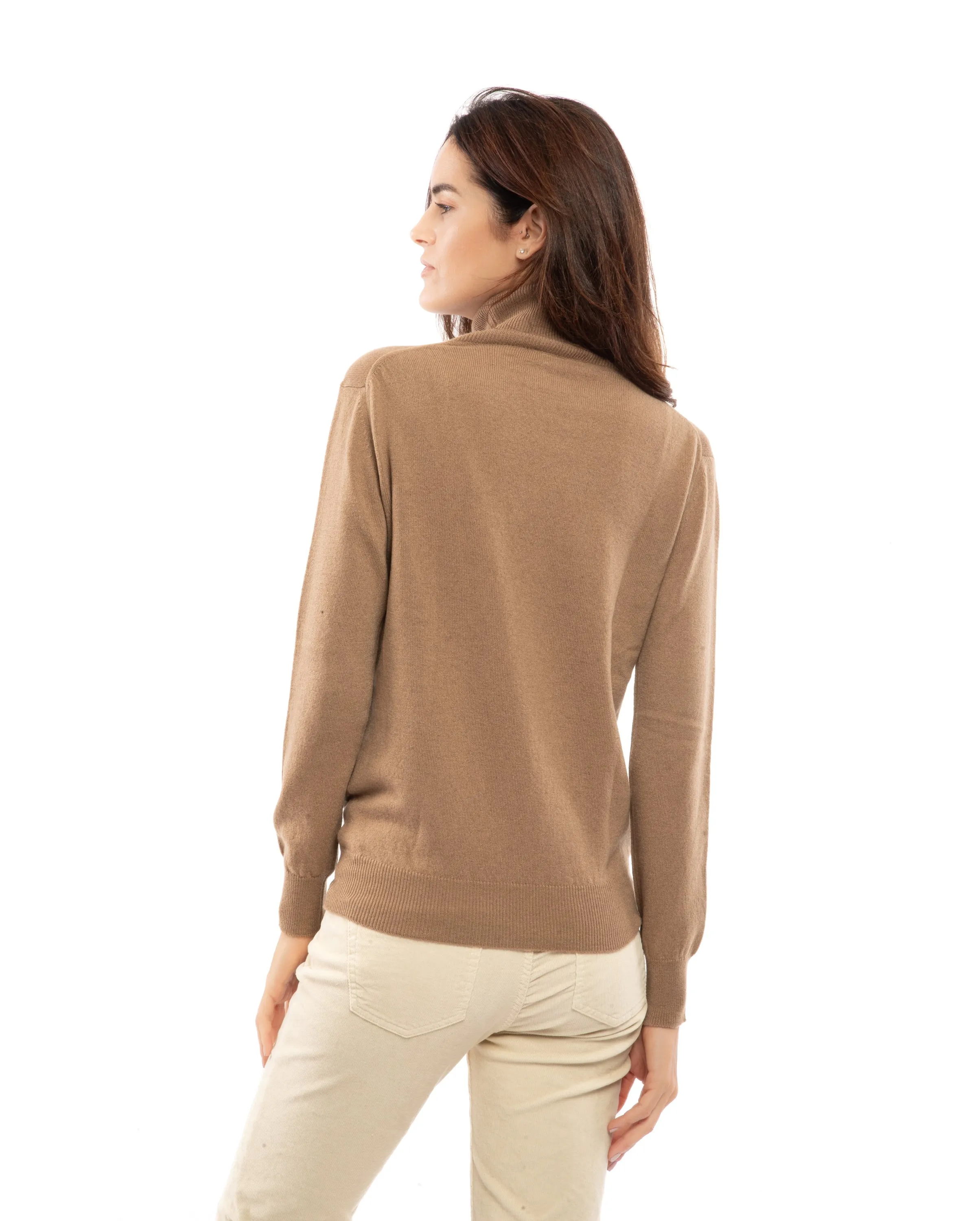 NEW FALL 24 - Women's Pure Cashmere Turtleneck Sweater Camel