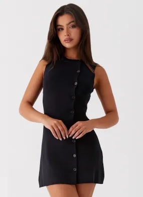 Not One Time Knit Mini Dress - Black