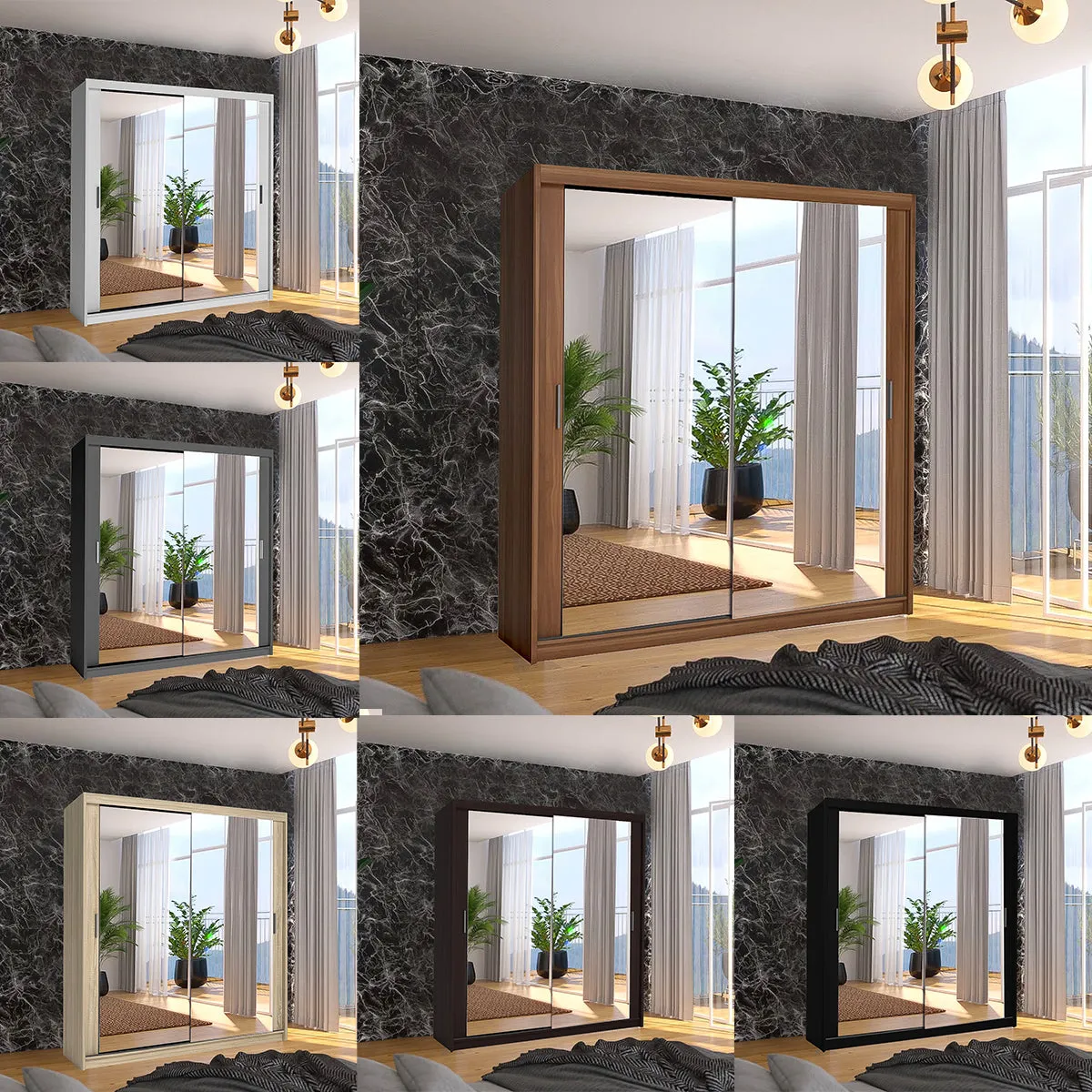 Orion Modern Sliding Mirror Door Wardrobe