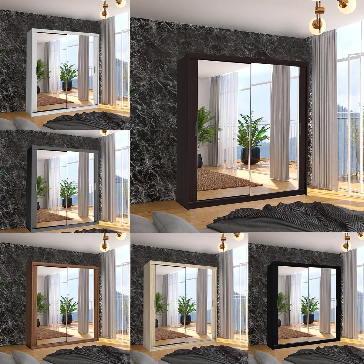 Orion Modern Sliding Mirror Door Wardrobe