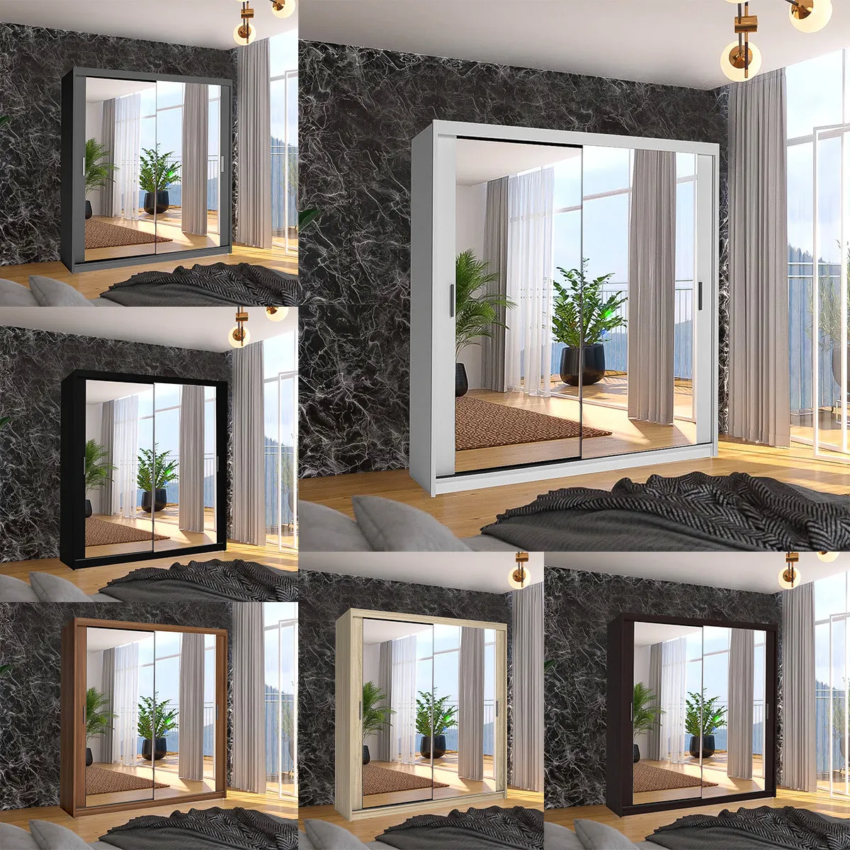 Orion Modern Sliding Mirror Door Wardrobe