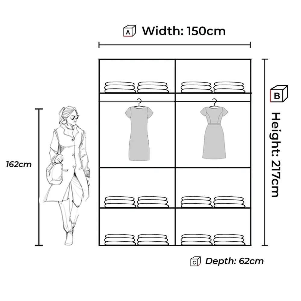 Orion Modern Sliding Mirror Door Wardrobe