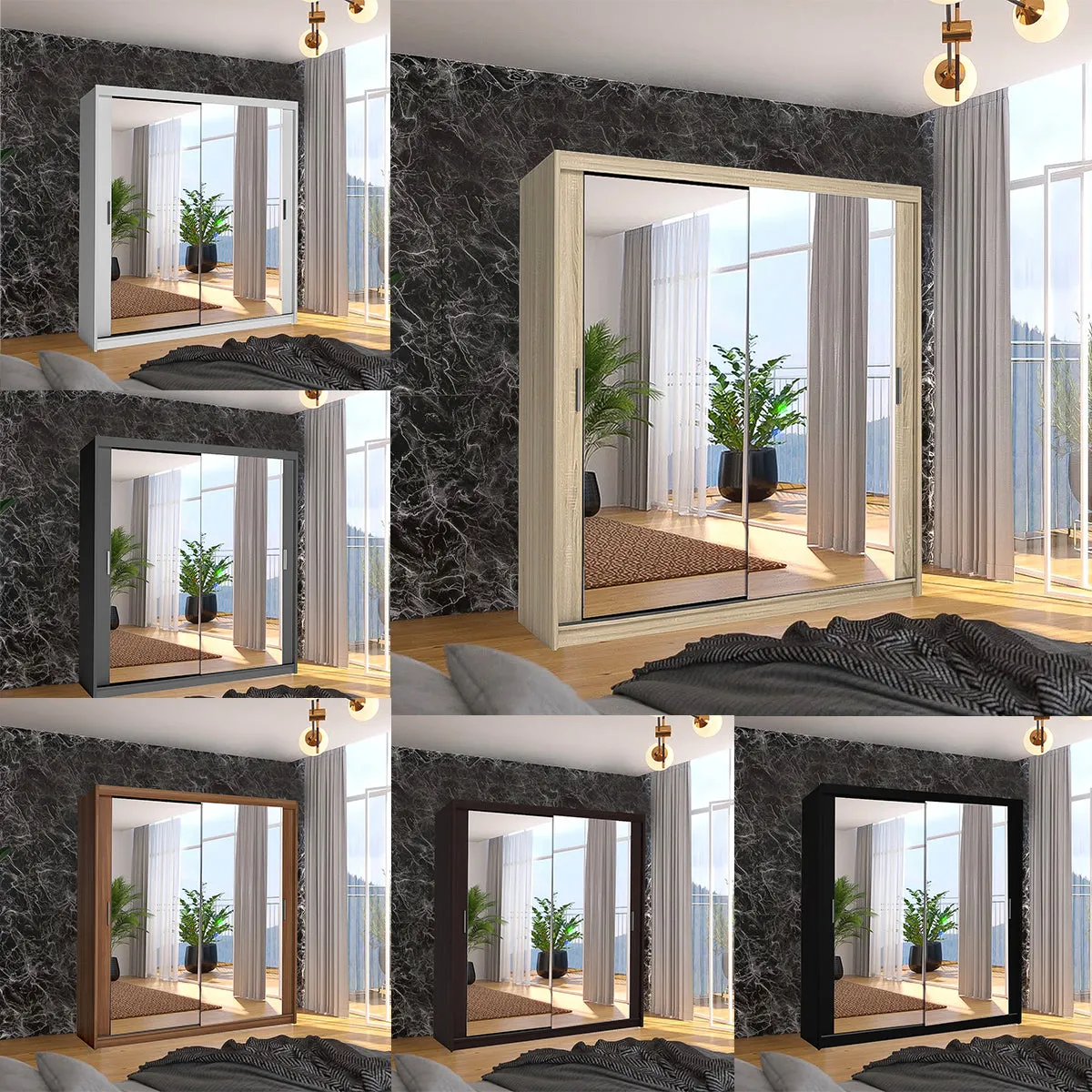 Orion Modern Sliding Mirror Door Wardrobe