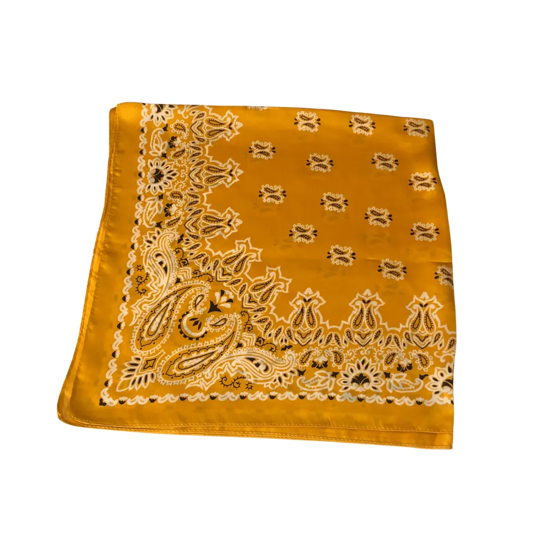 Paisley Necktie Poly Silk Scarf - Motif Mustard