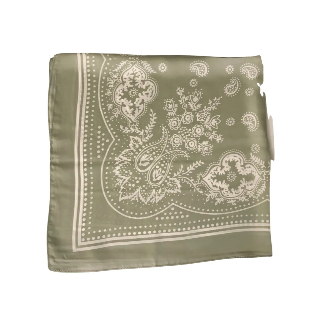 Paisley Necktie Poly Silk Scarf - Motif Seafoam Green