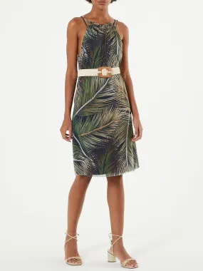 Palm Print Halter Dress - Green FINAL SALE